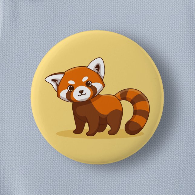 Cute Red Panda on Yellow Button (Creator Uploaded)