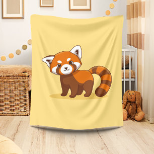 Cute Red Panda on Yellow Fleece Blanket