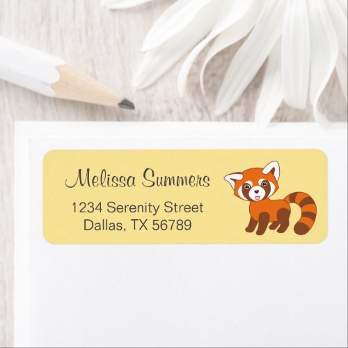 Cute Red Panda on Yellow Label