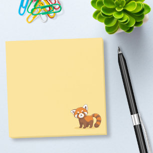 Cute Red Panda on Yellow Post-it Notes