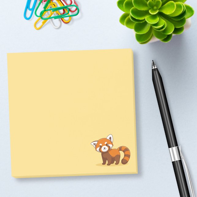 Cute Red Panda on Yellow Post-it Notes (Creator Uploaded)