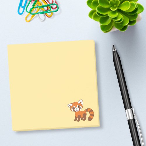 Cute Red Panda on Yellow Post_it Notes