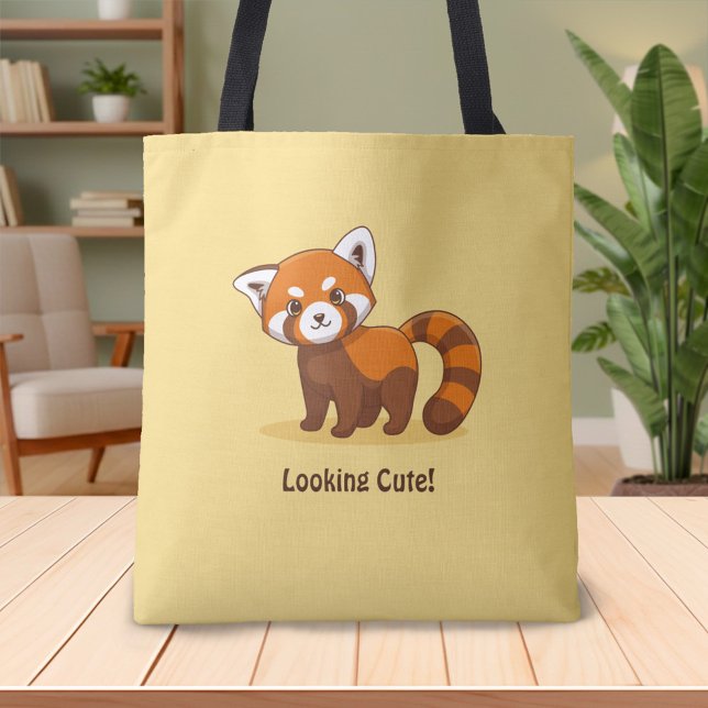 Cute Red Panda on Yellow Tote Bag (Creator Uploaded)