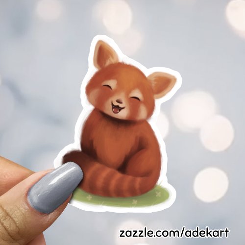 Cute Red Panda Painting Sticker