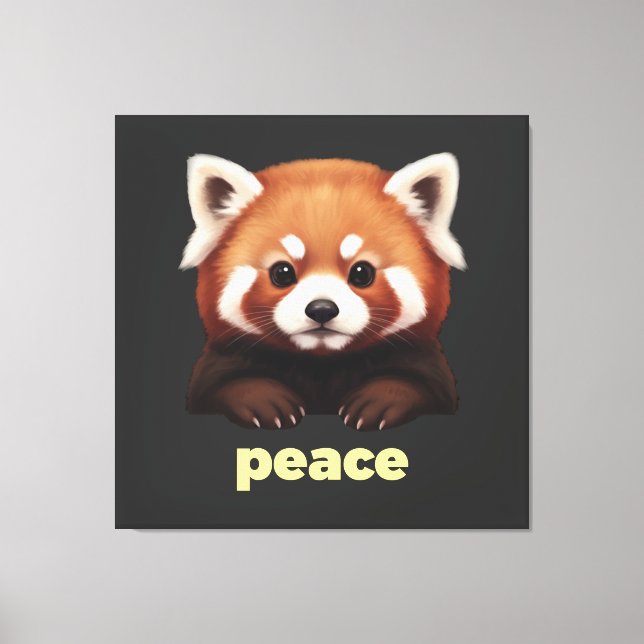 Cute Red Panda "Peace" Illustration for Kids & Nur Canvas Print (Front)