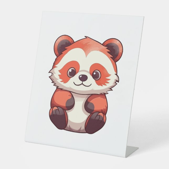 Cute Red Panda  Pedestal Sign (Front)