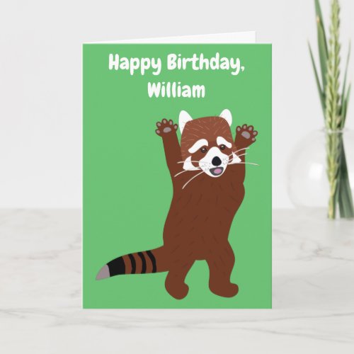 Cute Red Panda Personalized Custom Birthday Card