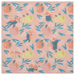 Cute &#39;Red Panda&#39;  Pink Apple Pattern Fabric