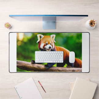 cute red panda print desk mat