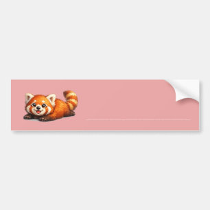 Cute Red Panda Relaxing Kawaii Animal Design Bumper Sticker