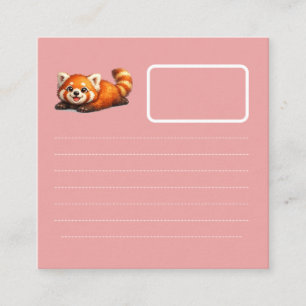 Cute Red Panda Relaxing Kawaii Animal Design Square Business Card