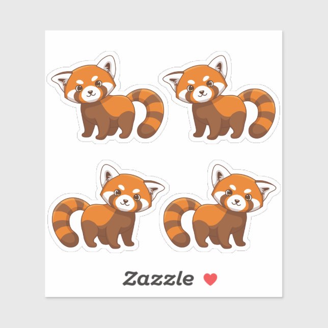 Cute Red Panda Set of 4 Sticker (Sheet)