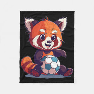 Cute Red Panda Soccer  Fleece Blanket