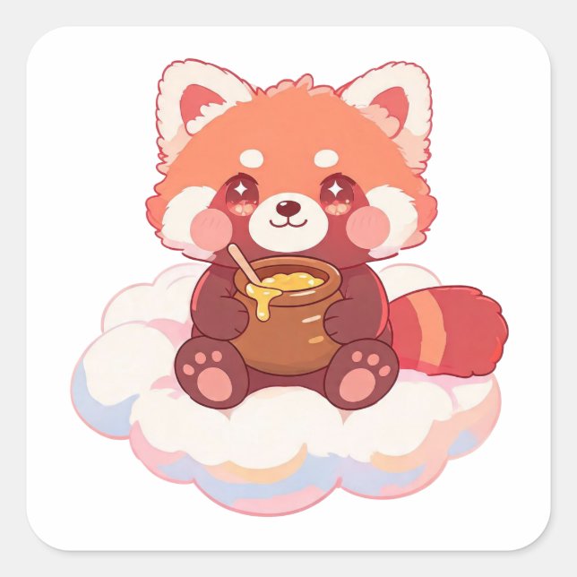 Cute Red Panda Square Sticker (Front)