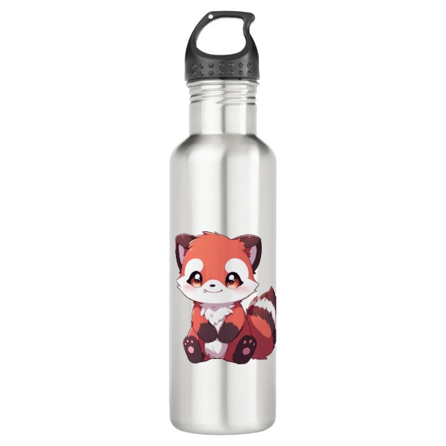 cute red panda stainless steel water bottle (Front)
