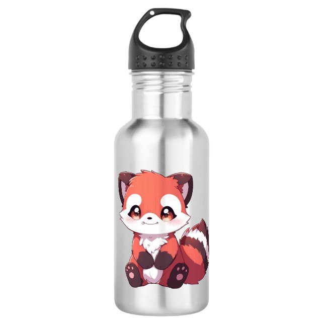  cute red panda stainless steel water bottle (Front)