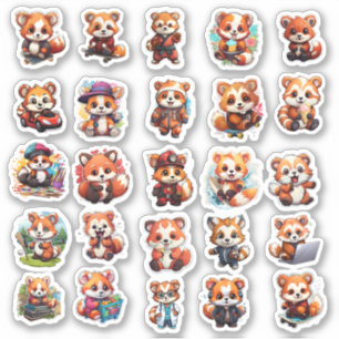 Cute Red Panda stickers, value pack 25 Stickers
