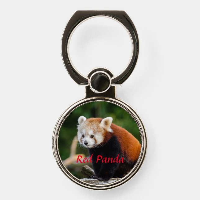 Cute Red Panda Text Phone Ring Stand (Front)