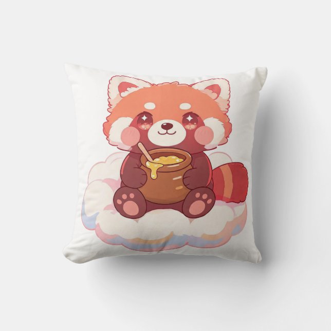 Cute Red Panda Throw Pillow (Front)