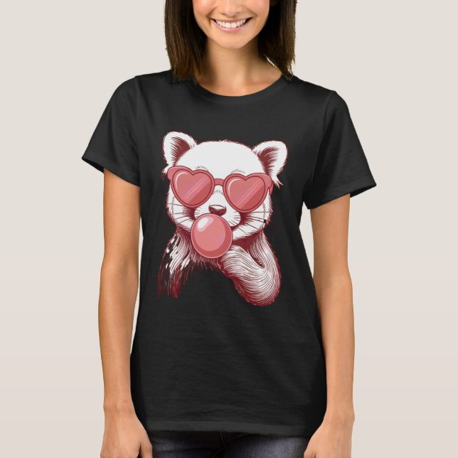 Cute Red Panda Viral Bubble Design T-Shirt (Front)