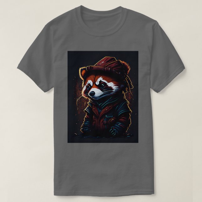 cute red panda wearing hat T-Shirt (Design Front)