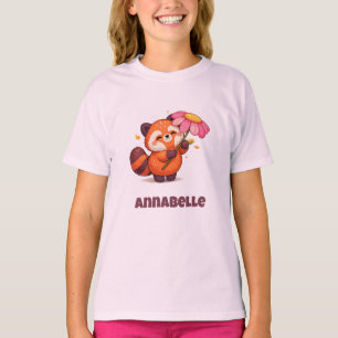 Cute Red Panda with Flower T-Shirt