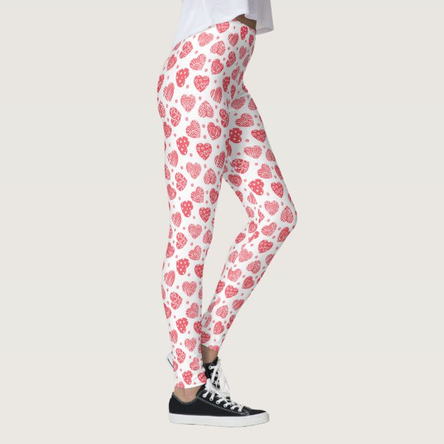 Cute Red Pattern Valentine Hearts Leggings (Right)