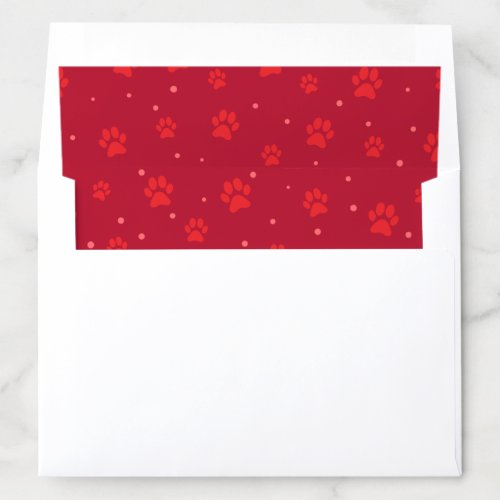 Cute Red Paw Print Dog Christmas Card Envelope Liner