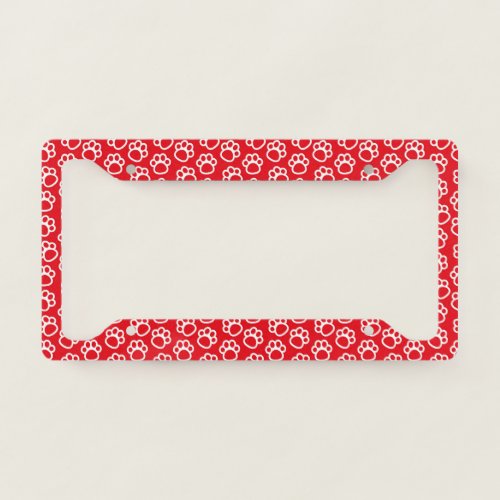 Cute Red Paw Prints License Plate Frame