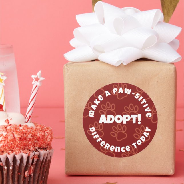 Cute Red Pawprints Make a Paw-sitive Difference! Classic Round Sticker (Party)