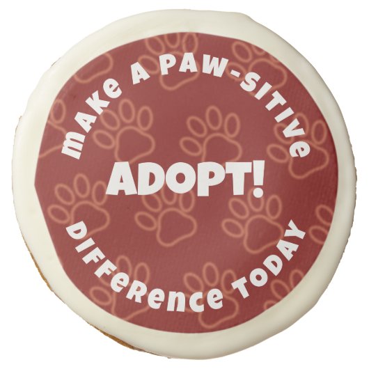 Cute Red Pawprints Make a Paw-sitive Difference! Sugar Cookie (Front)