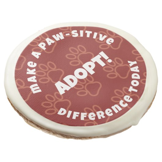 Cute Red Pawprints Make a Paw-sitive Difference! Sugar Cookie (Angled)