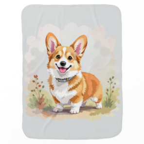 Cute Red Pembroke Welsh Corgi Dog Baby Blanket