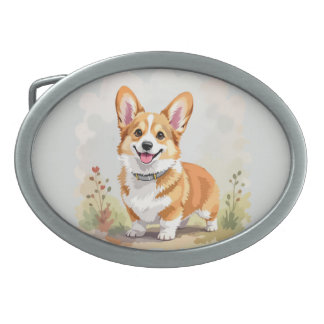 Cute Red Pembroke Welsh Corgi Dog Belt Buckle