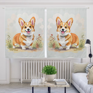 Cute Red Pembroke Welsh Corgi Dog Blackout Curtains
