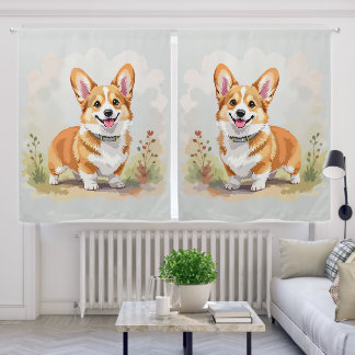Cute Red Pembroke Welsh Corgi Dog Blackout Curtains