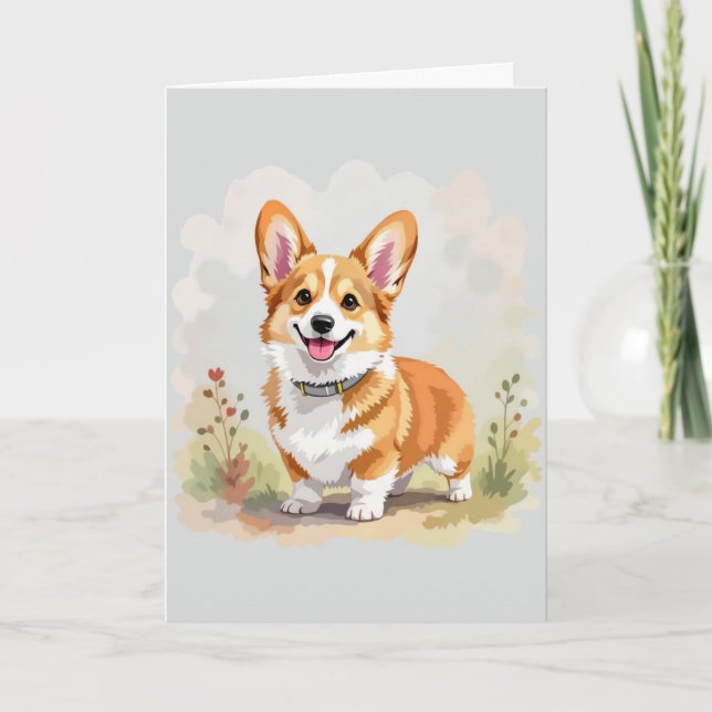 Cute Red Pembroke Welsh Corgi Dog Card (Front)