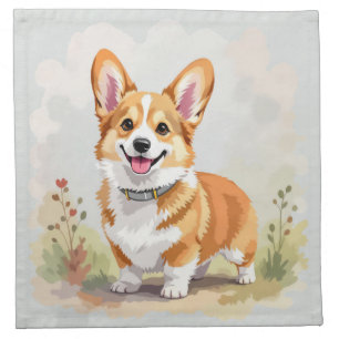 Cute Red Pembroke Welsh Corgi Dog Cloth Napkin