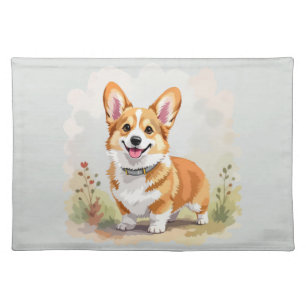 Cute Red Pembroke Welsh Corgi Dog Cloth Placemat