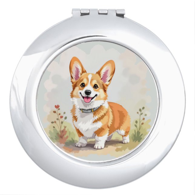 Cute Red Pembroke Welsh Corgi Dog Compact Mirror (Front)