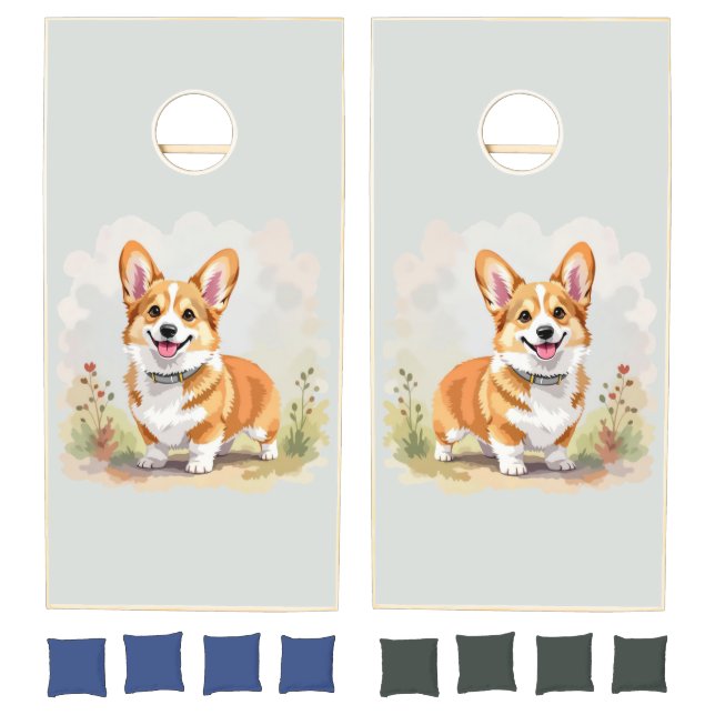Cute Red Pembroke Welsh Corgi Dog Cornhole Set (Set)