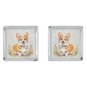 Cute Red Pembroke Welsh Corgi Dog Cufflinks