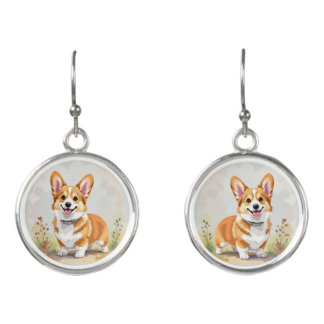 Cute Red Pembroke Welsh Corgi Dog Earrings