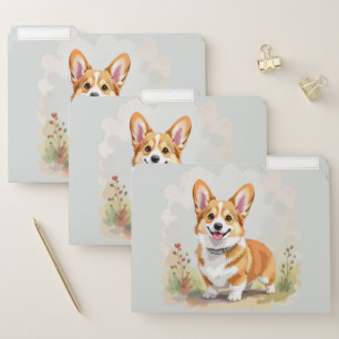 Cute Red Pembroke Welsh Corgi Dog File Folder