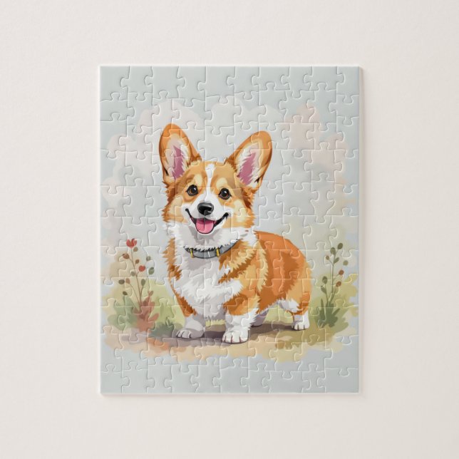 Cute Red Pembroke Welsh Corgi Dog Jigsaw Puzzle (Vertical)