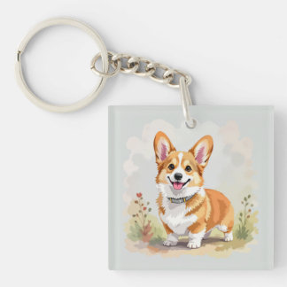 Cute Red Pembroke Welsh Corgi Dog Keychain