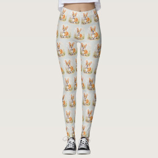 Cute Red Pembroke Welsh Corgi Dog Leggings
