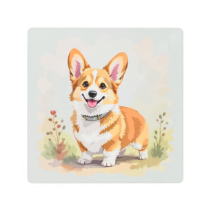 Cute Red Pembroke Welsh Corgi Dog Metal Print