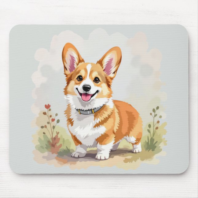 Cute Red Pembroke Welsh Corgi Dog Mouse Pad (Front)