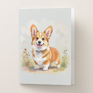 Cute Red Pembroke Welsh Corgi Dog Pocket Folder
